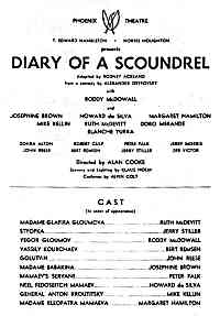playbill for Diary of a Scoundrel