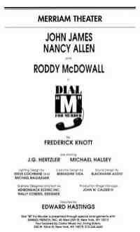 Dial 'M' for Murder cast credits